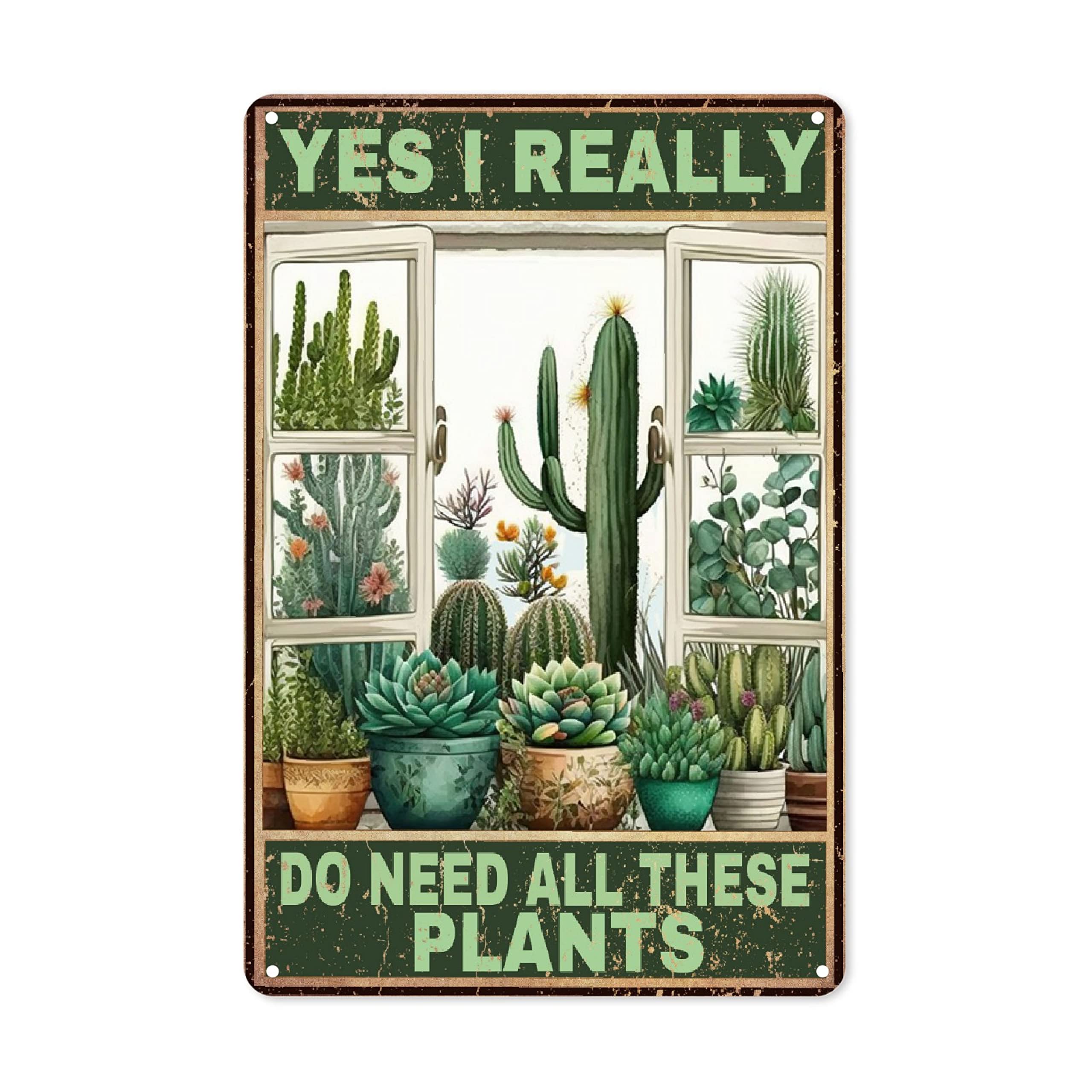Sandilya Cute Gardening Vintage Retro Metal Aluminum Sign,Yes I Really Do Need All These Plants Art Retro Poster,Bedroom Cafe Home Pub Club Wall Signs Decor Vintage Aluminum Poster, 8x12inch