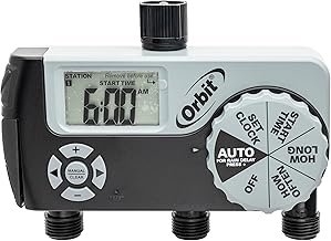 Orbit 56233D 3-Outlet Digital Watering Timer, 3 valves, Black and Gray