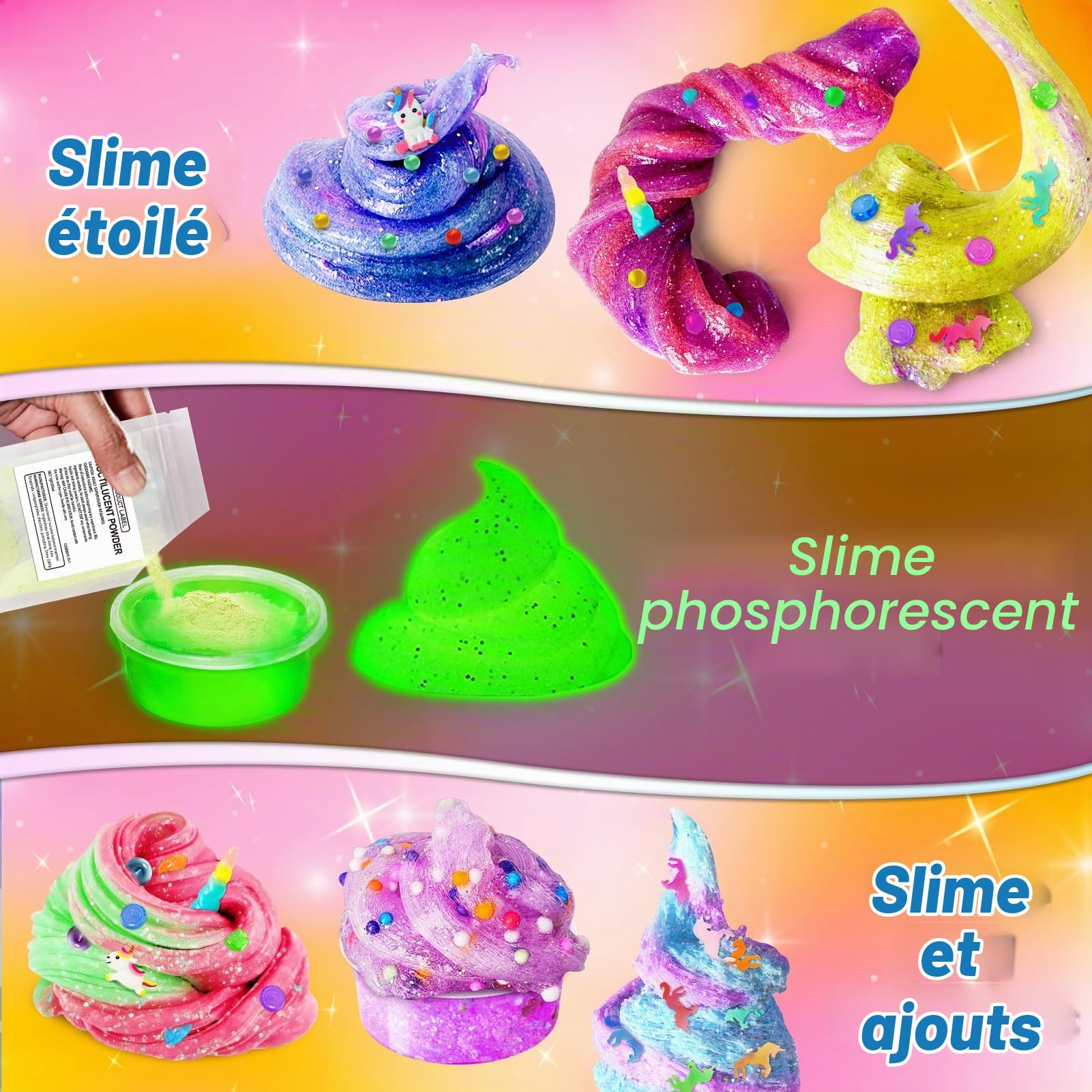 Kit Slime DIY, Kit de Slime Galaxy pour Filles 3-12 Ans, Glimmer Crunchy | Slime Beurre, Mousse, Nuage avec Accessoires, Boules de Mousse, Charms, Cadeaux Fête pour Enfants