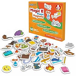 Kasfalci Magic E Word Games,Phonics Games,50 Magnetic Foam Objects,Fridge Magnets for Kids,Speech Therapy Toys for Toddler,Learn to Read Spelling Reading Learning for Preschool Kindergarten Classroom