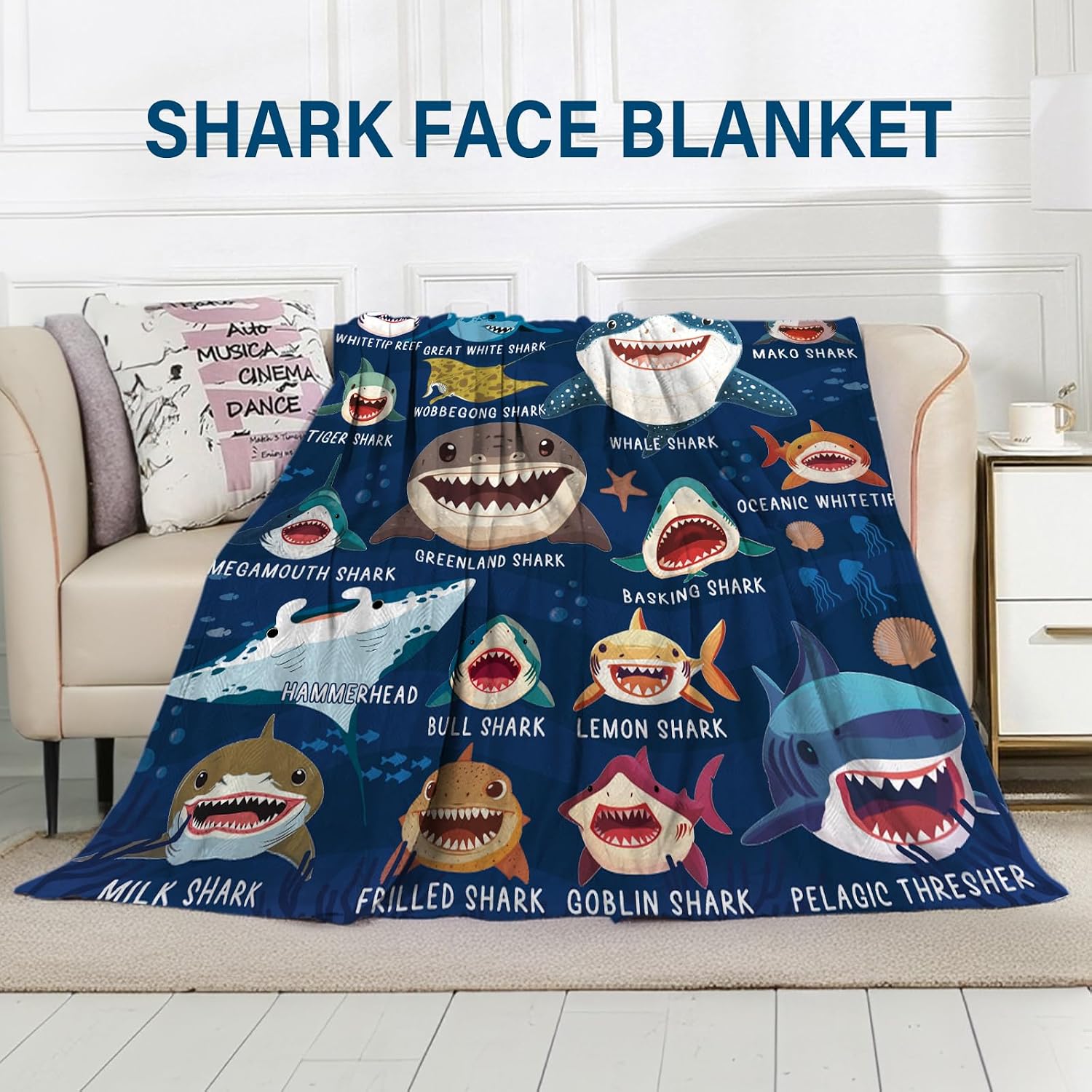 Shark Blanket Gifts for Boys, Whale Shark Gifts, Baby Shark Soft Throw Blanket, Birthday Christmas Thanksgiving Gifts for Lovers, 50"*60"