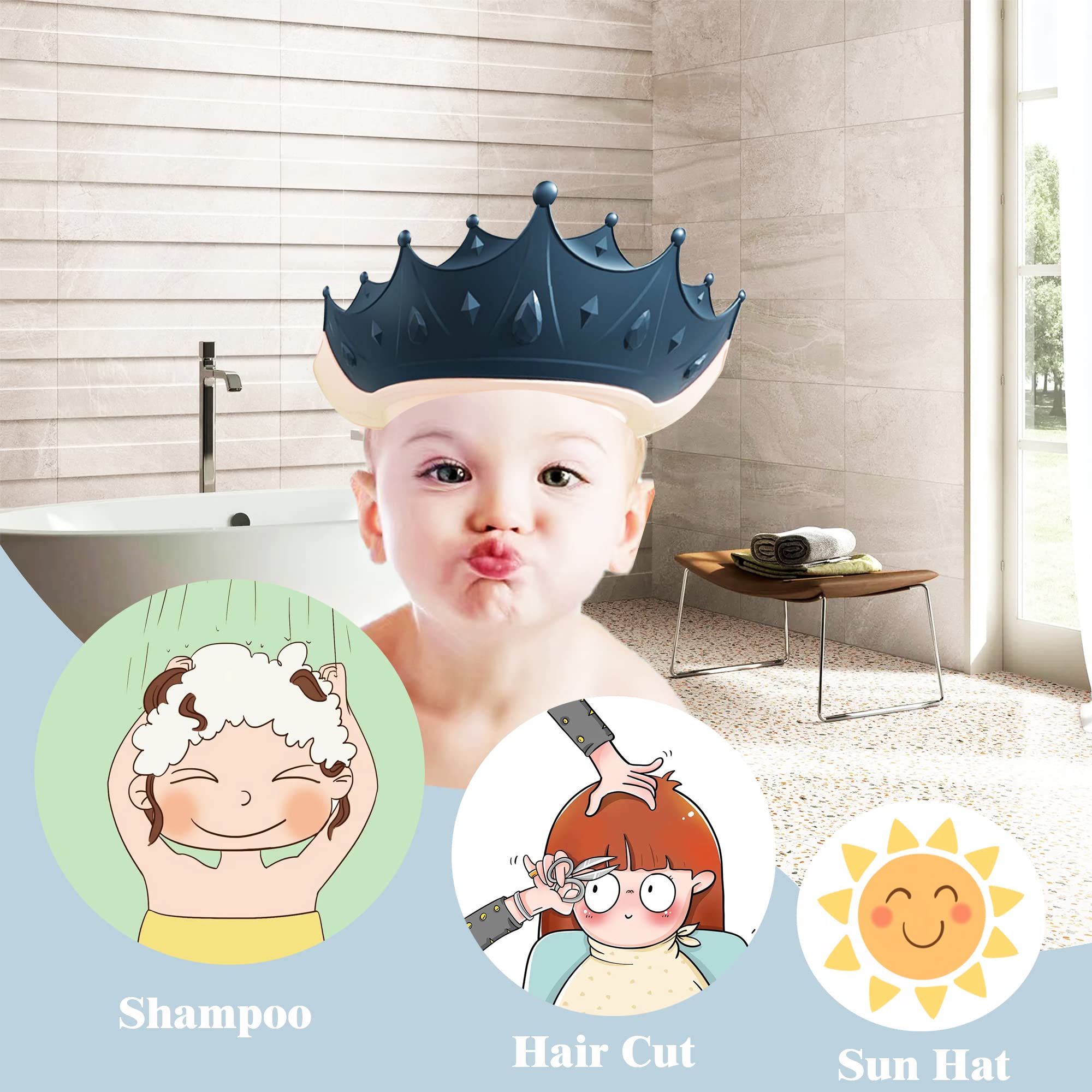 Cappello Doccia Bambini Romon - Visiera Regolabile Per Shampoo Senza Paura, Età 6 Mesi+ - Foto 5