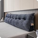 Large Bolster Triangular Headboard Wedge Backrest Positioning Support Bed Rest Reading Pillows Headboard Wedge Pillows for Day Bed Bunk Bed with Removable Cover, King (76x8x20 Inches)