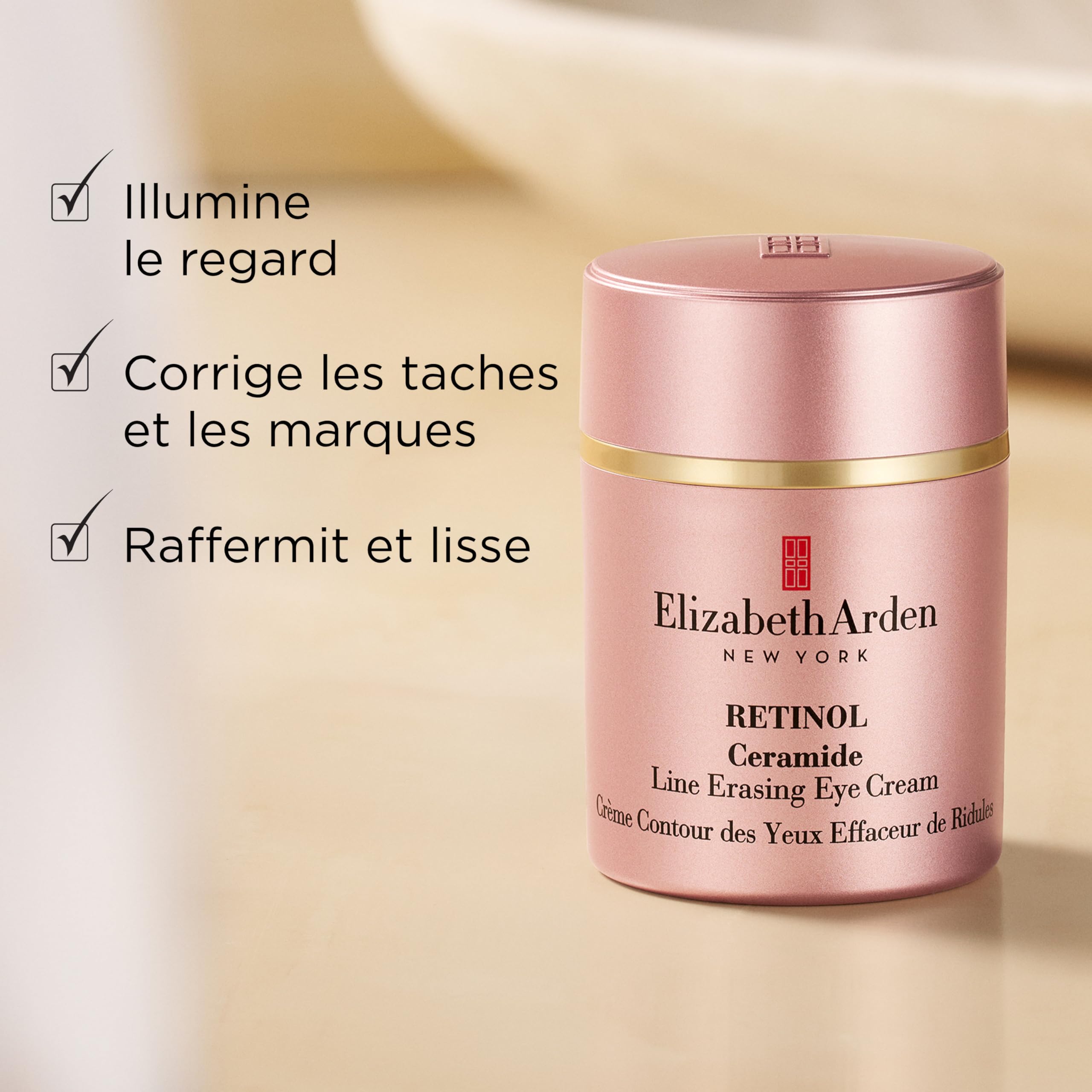 Elizabeth Arden, Retinol Ceramide, Crème Contour des Yeux, Skincare Effaceur de Ridules, Crème Anti-Rides Femme, Soin Anti Âge avec Rétinol et Céramides Boosters d'Hydratation
