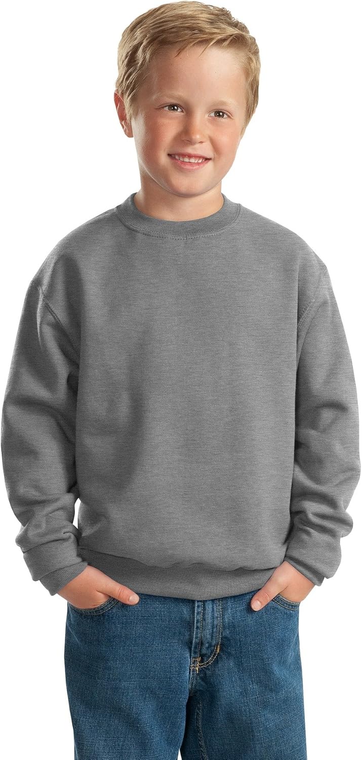 Jerzees Youth Fleece Crew Sweatshirt, Oxford, X-Large - Image 3