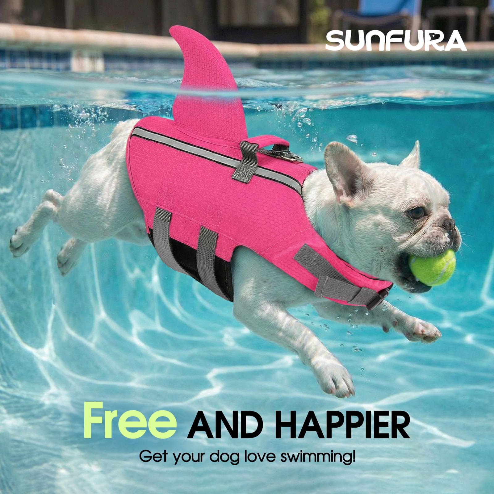 SUNFURA Gilet de sauvetage pour chien taille XS, gilet de sauvetage pour chiens avec bandes réfléchissantes, gilet de sécurité pour animaux de compagnie pour la natation, le bateau, le bouledogue