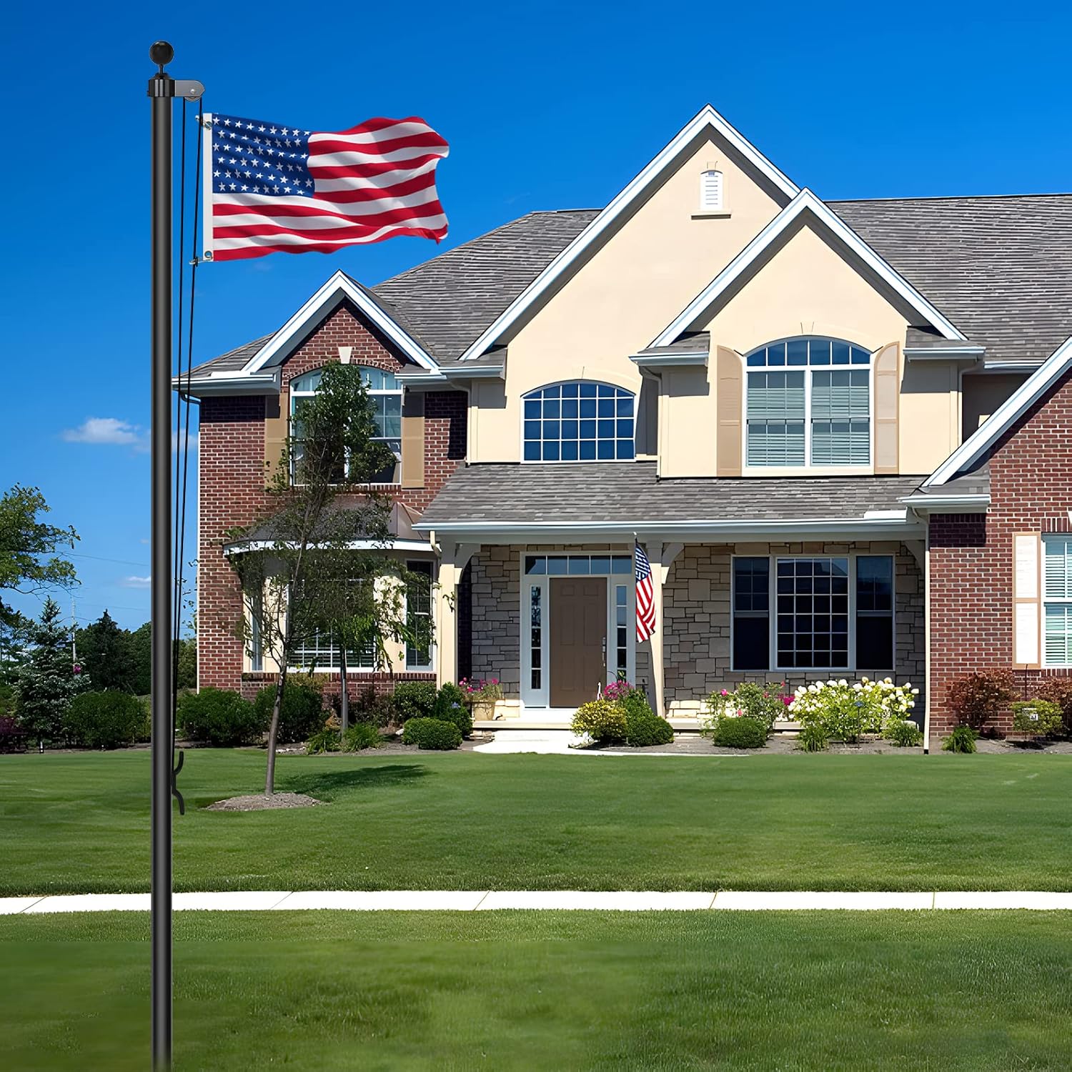 BaiYuan 20FT Flag Pole for Outside Heavy Duty Aluminum Flag Pole with 3x5 FT American Flag Professional Flagpole kit for Outside,Garden, Residential, Commercial : Patio, Lawn & Garden
