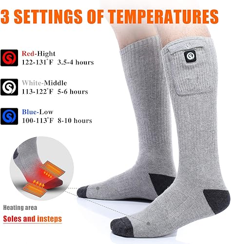 Miniatura 2 de Calcetines térmicos para hombres y mujeres, calcetines eléctricos con batería recargable de 7.4 V 2200 mAh, calentadores de pies para deportes de