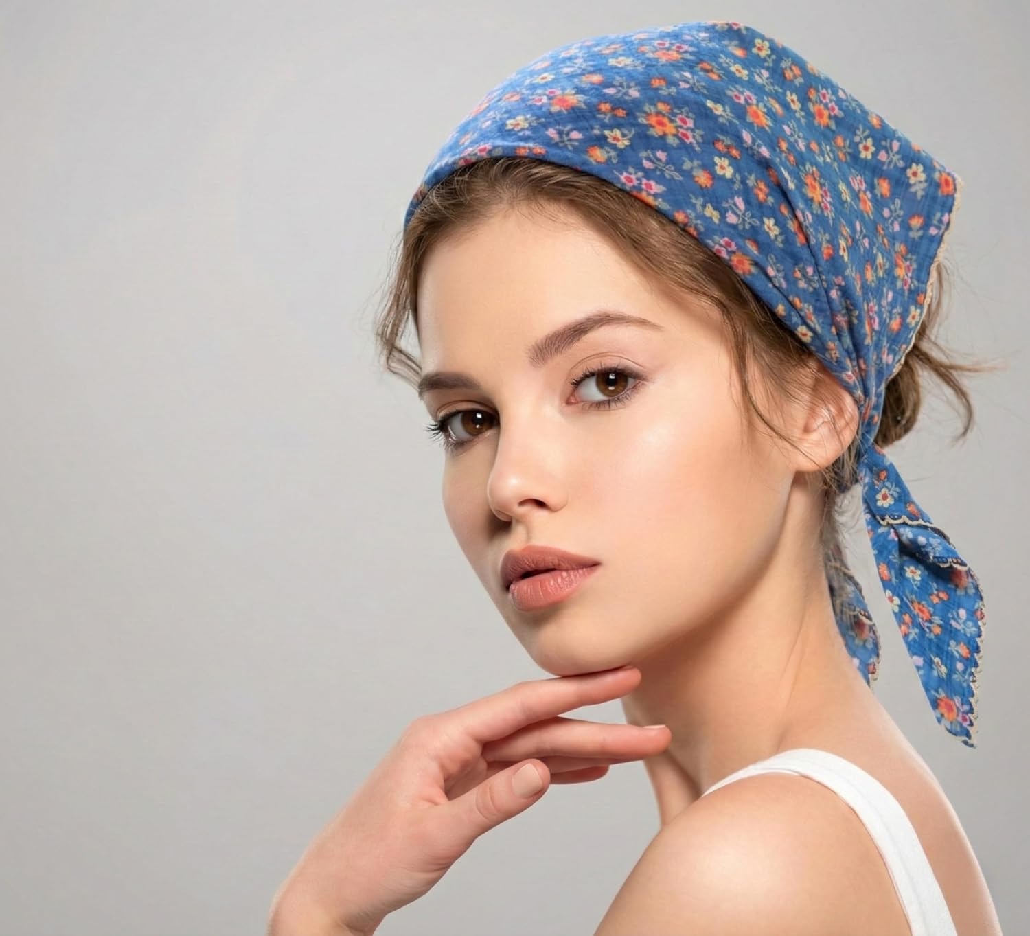 Premium Floral Bandana for Women – Soft Cotton & Viscose (Bamboo) Vintage Boho Head Scarf, Lightweight Hair Wrap - Image 3