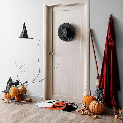 Miniatura 6 de Waline - Alfombra de baño de Halloween, diseño de calabaza, fantasma, gato negro, antideslizante, tapete de ducha para el hogar, cocina, dormitorio,
