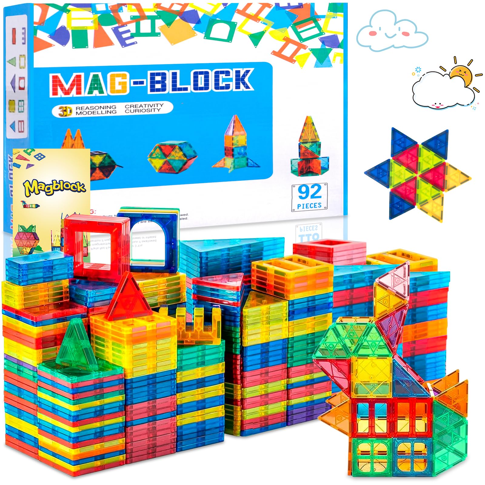 104Pcs Bloques de Construcción Magnéticos, 3D Juguetes de Construcción Magnéticos, Juguetes Educativos de Bloques de Construcción, Regalo de Juguete Magnético para Más de 3 Niños y Niñas (104Pcs) — view 11
