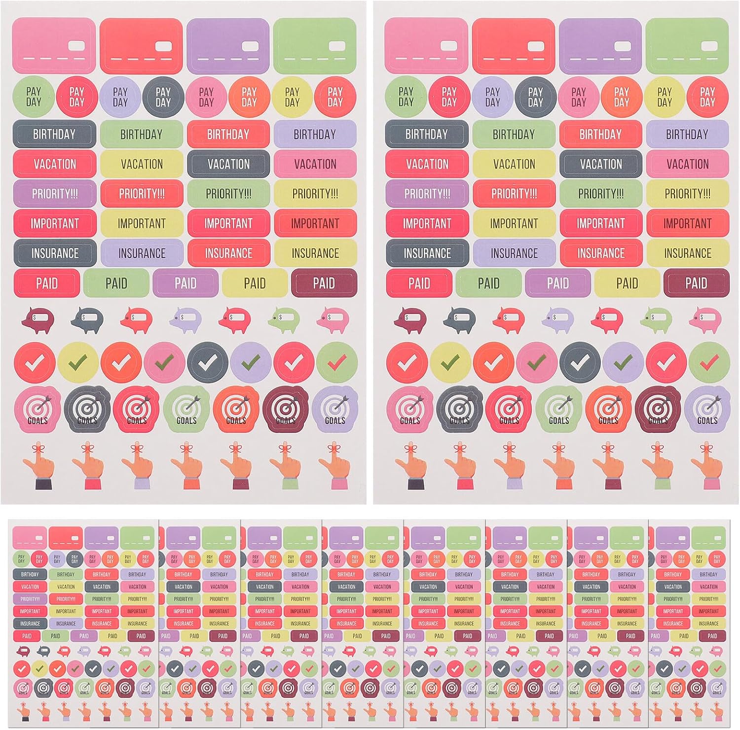 TIDTALEO 660 Pieces Colorful DIY Planner Stickers and Scrapbook Decals for Notebook Journals, Budget Binders, and Daily Organizers – 10 Sheets of Decorative Craft Stickers for Arts Crafts