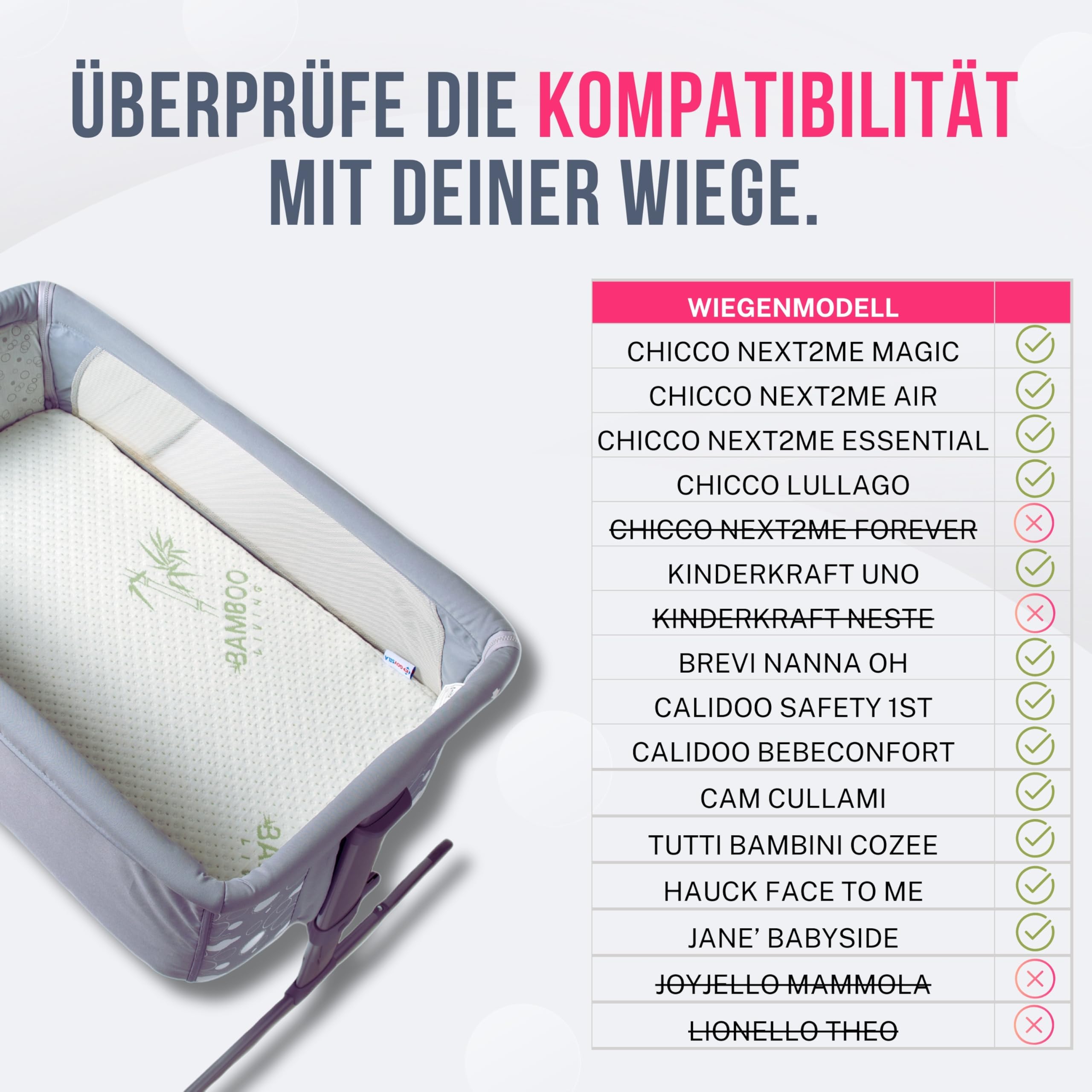 GOYSILA Babymatratze 83x50x7 cm Beistellbett Matratze Atmungsaktiv Anti Erstickung Kompatibel mit Chicco Next2Me Magic Lullago Kinderkraft UNO Cam Cullami Hauck Babybett Oeko-Tex Zertifiziert