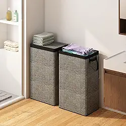 Cesto de Roupa Suja com Tampa, 100 Litros, Cesto de Roupa Suja Grande com Saco Removível com Alça, Cesto Organizador Multiuso Dobrável em Tecido para Roupas, Brinquedos e Lavanderia, Cinza