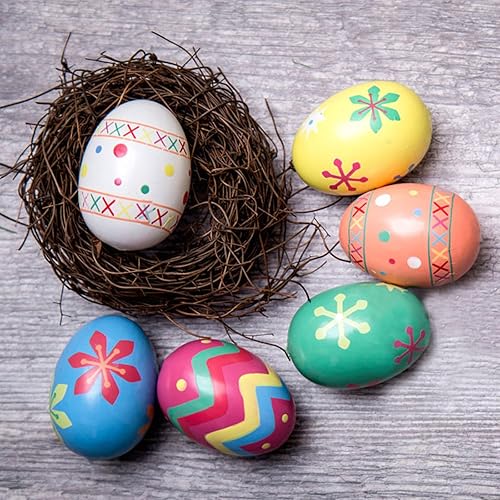 Miniatura 3 de Huevos de Pascua, 30 unidades, huevos falsos de plástico blanco, huevos falsos para manualidades, colgantes, cazas de plástico, rellenos de cestas,