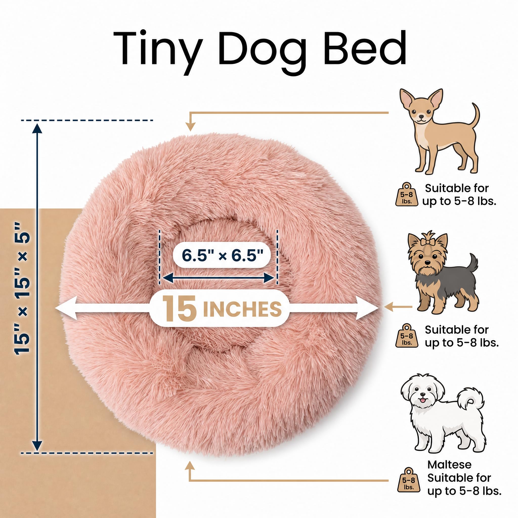 Amazon.com : Tiny Dog Bed 15 Inch for Extra Small Dogs,Washable
