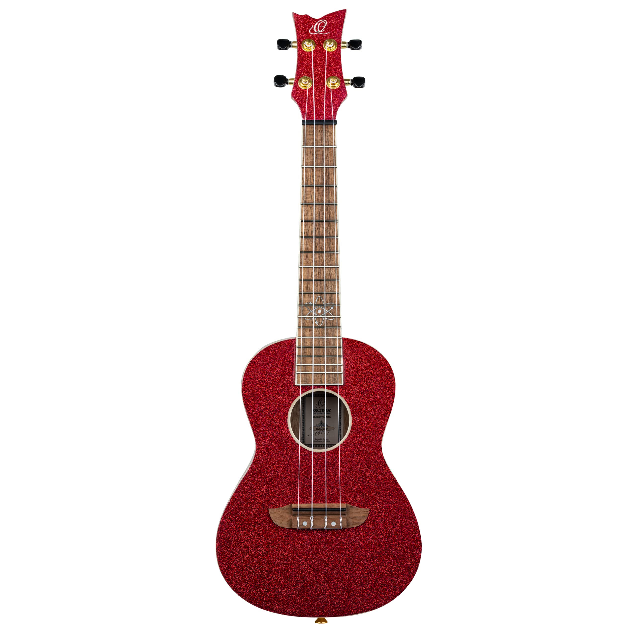 Ortega Guitars Ukulélé Concert Acoustique – Série Element – Housse Incluse – Épicéa, Rouge (RUEL-MRD)