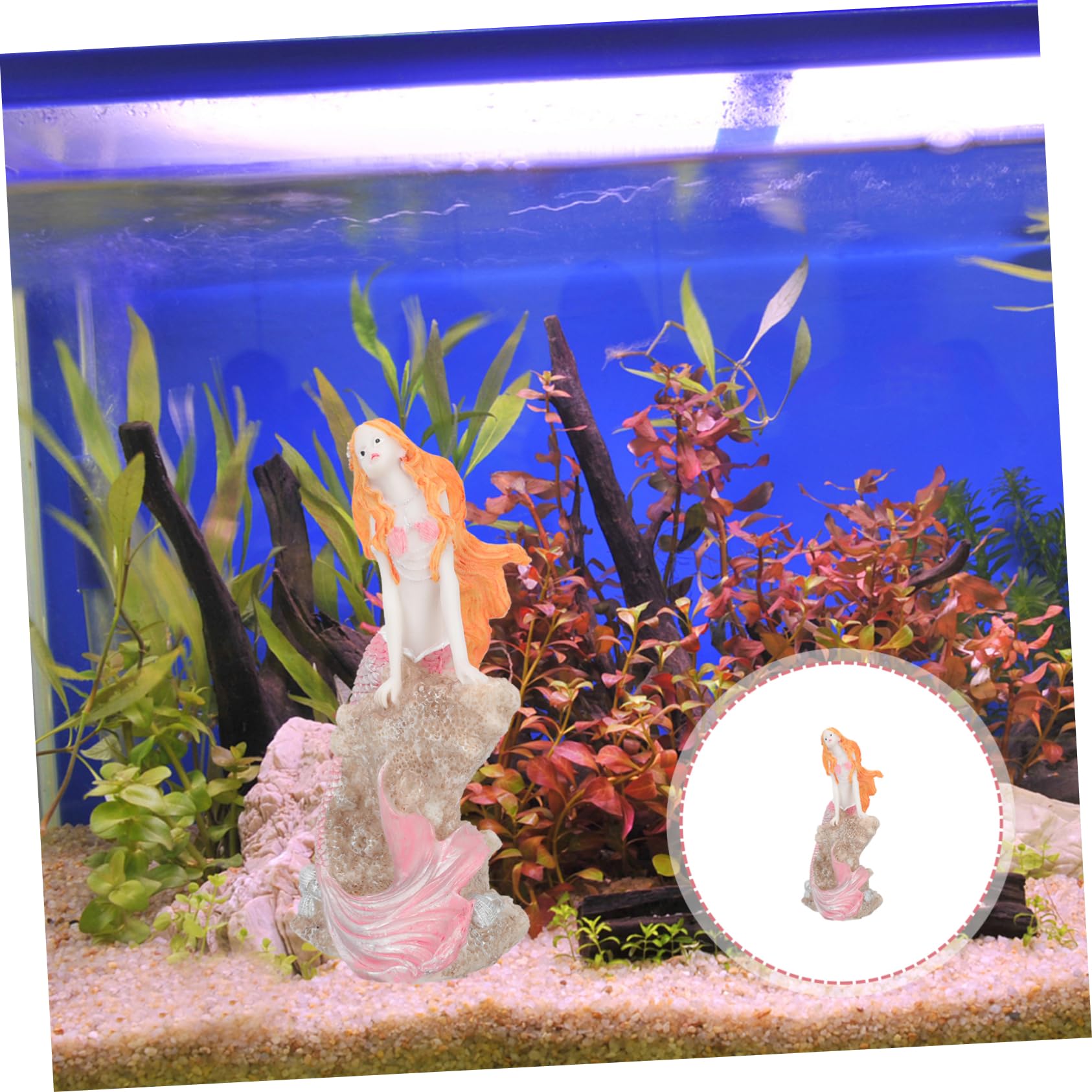 Cabilock 2 Piezas Decoración De Sirena Decoración De Peces Adorno De Mesa Accesorios para Peceras Adorno De Paisajismo De Sirena Falsa Adorno De Sirena Tanque De Peces Rosa Resina