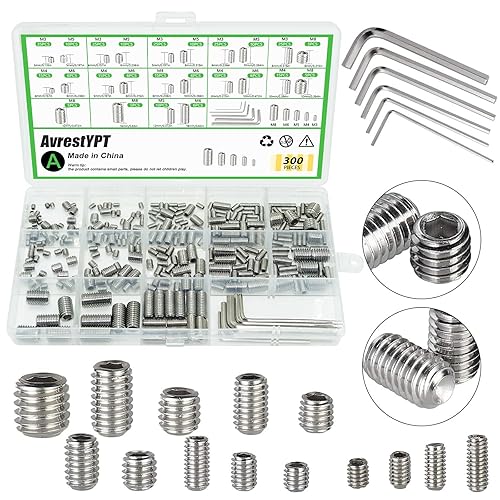 300 Pcs 24 Size Set Screws Assortment Kit (M3, M4,