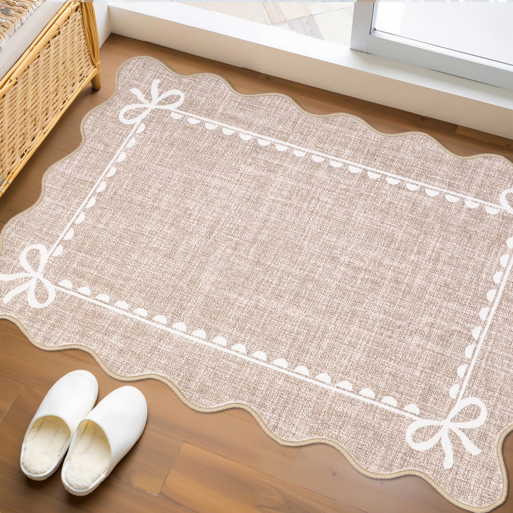 GarveeHome Scalloped Bow Rug