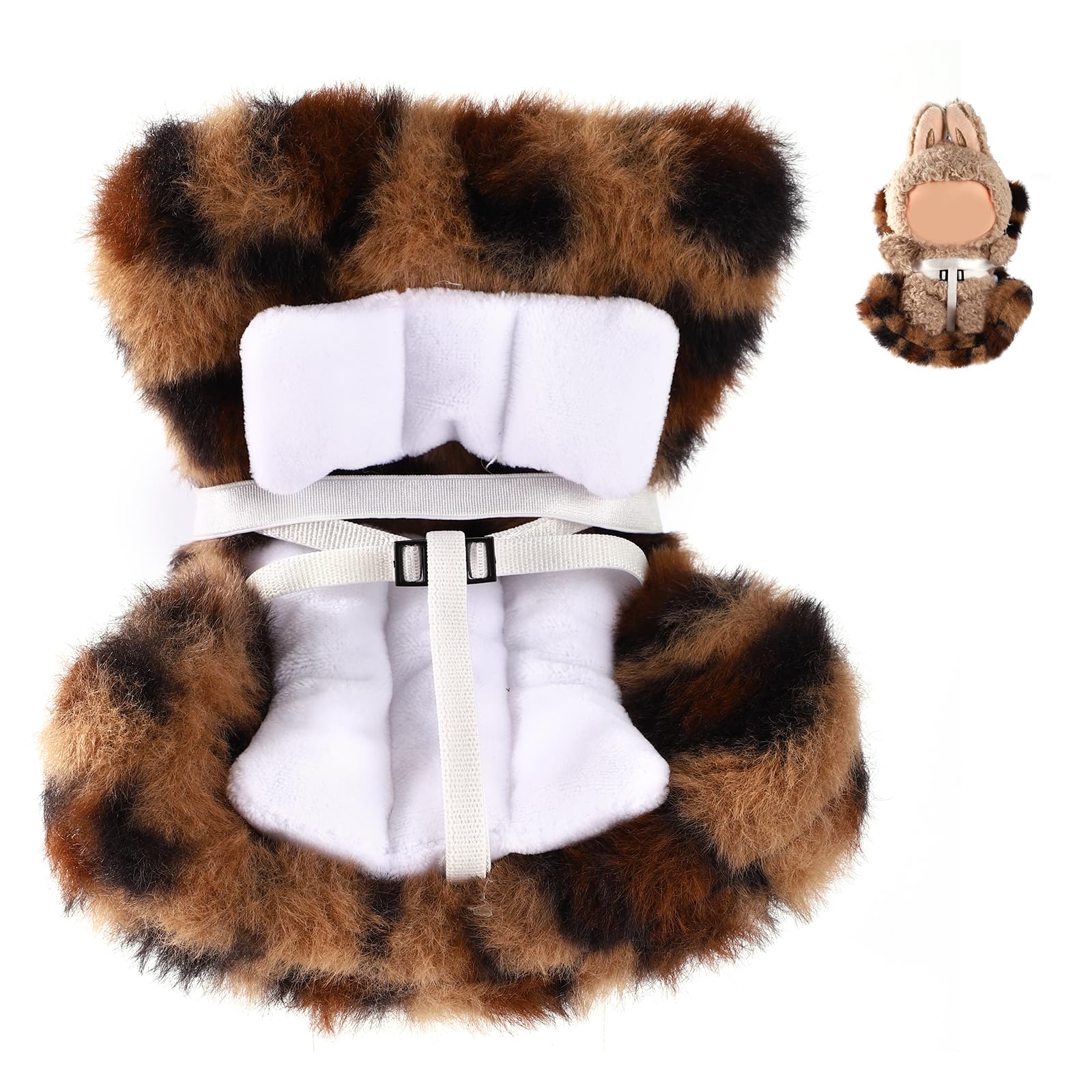 Lyreh Car Dolls Seat, Decorative Doll Safety Sofa with Chair Cushion Cute Car Air Vents Clip Ornaments Accessories for Display 3.94-6.69in Toy(Leopard