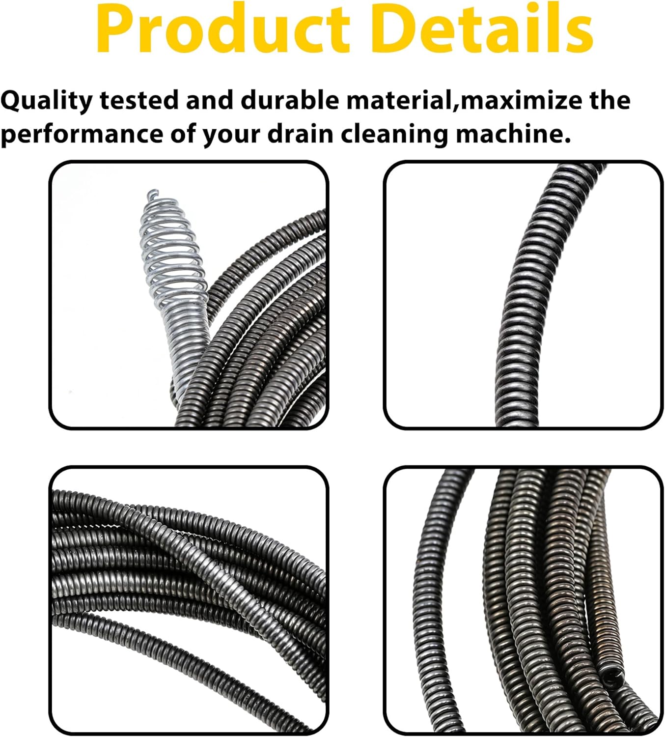 Drain Cleaning Cable-5/16In x 25Ft (With Drop Head Auger) Compatible With Drain Cleaning Machines Models G2037506 4MY89 4Z661 G1501245 Replace#62235
