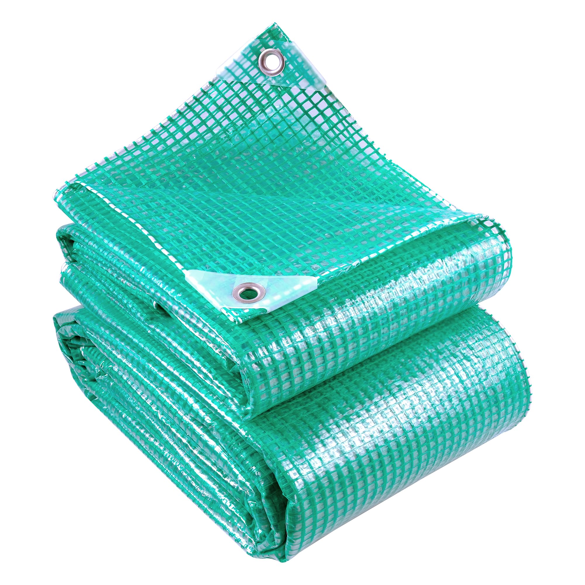 Telone Rinforzato con Occhielli in Metallo, Impermeabile e Antistrappo per Esterno, Giardino e Terrazzo 165g/m² Verde Trasparente 2x10 m