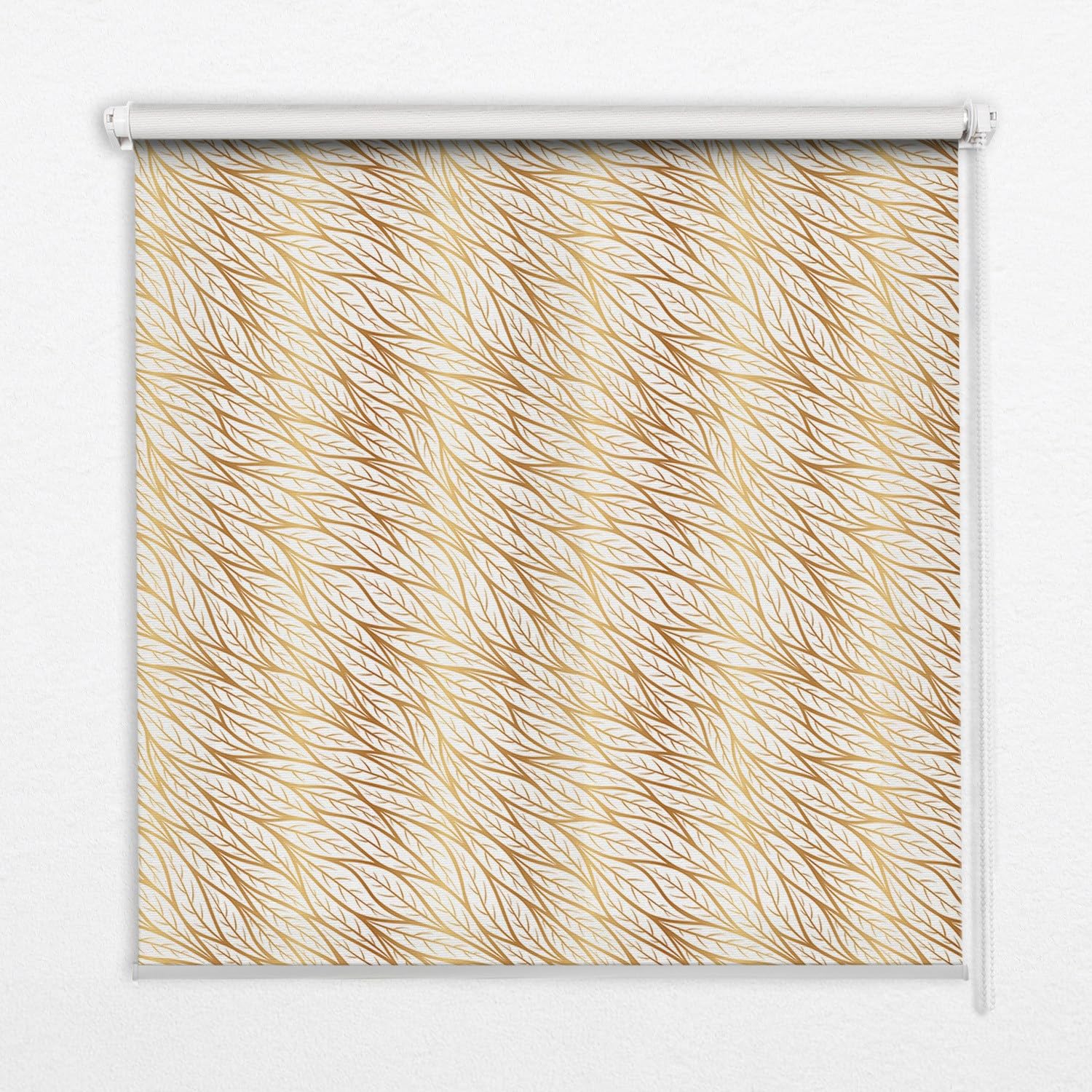 Store enrouleur perméable 50x50cm sans perçage motif feuilles d'or