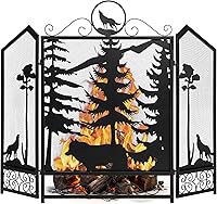 Vista 8 de WICHEMI Pantalla de Chimenea de 3 Paneles Plegable Pantallas de Chimenea 50.4 x 32.3 Pulgadas Metal Protectores de Chimenea Cubierta de Malla Prueba