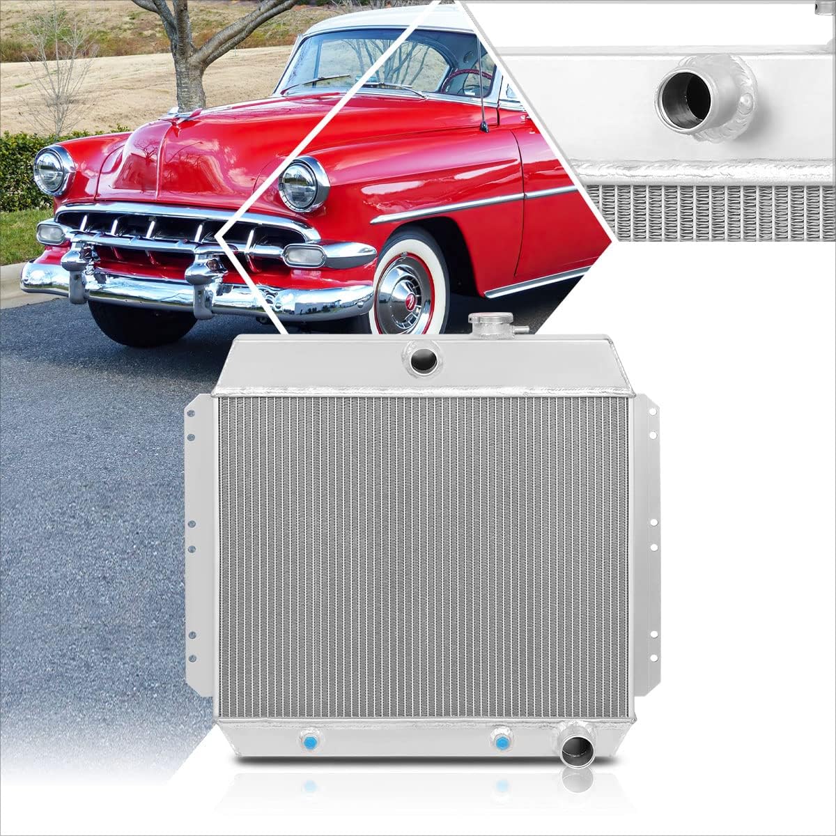 3-Row Aluminum Cooling Radiator Compatible with 49-54 Chevy Bel Air/Fleetline/Styleline V8