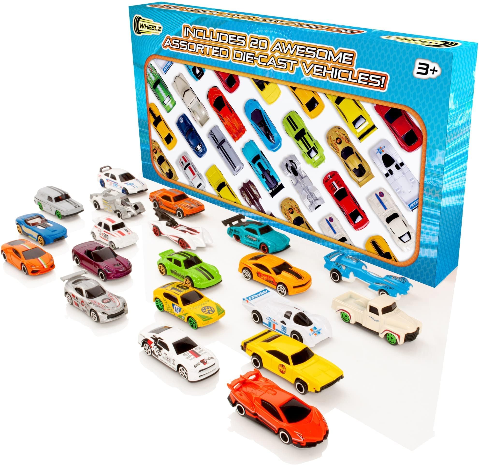 Wheelz 20 Diecast Model Cars - Die Cast Metal Kids Toy Cars, Car Set For Kids, Toy Cars For Children Aged 3,4,5 Year Olds, Boys Small Model Racing Cars Box of 20 Mega Set, Toy Cars For 3 Year Old Boys