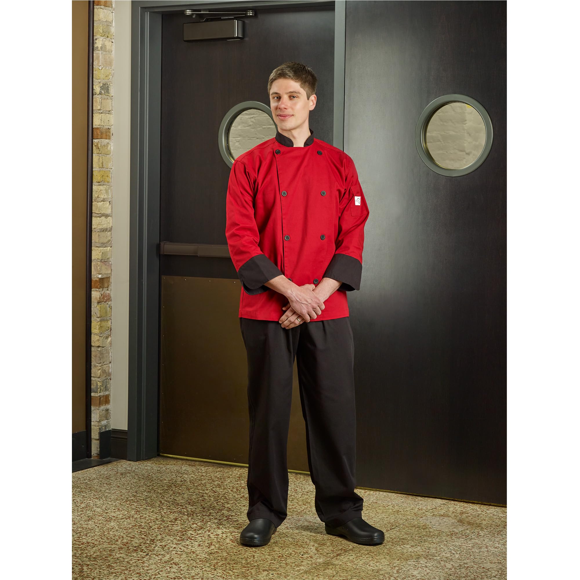 Mercer Culinary Millennia Kochjacke für Herren, 3/4-Ärmel, Größe XL, Rot
