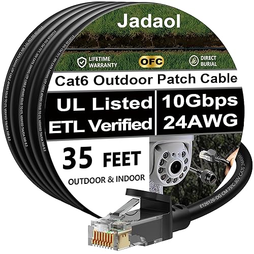Miniatura 24 de Jadaol Cable Ethernet Cat 6 de 35 pies, compatible con red Cat8 Cat7 de 10 Gbps, cable de conexión LAN RJ45 plano, cable de Internet de alta Blanco