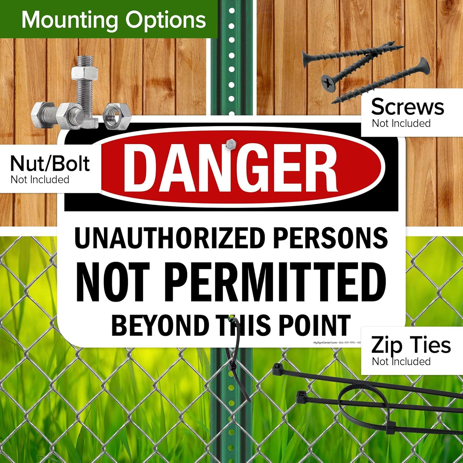 Unauthorized Persons Not Permitted Beyond This Point Sign, 12x18 Inches, Rust Free .063 Aluminum, Fade Resistant, Made in USA by My Sign Center