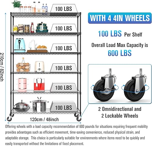 Miniatura 2 de Estantería de alambre NSF de 6 niveles, 18 x 48 x 82 pulgadas, capacidad de 6000 libras, estante de metal de almacenamiento ajustable resistente con