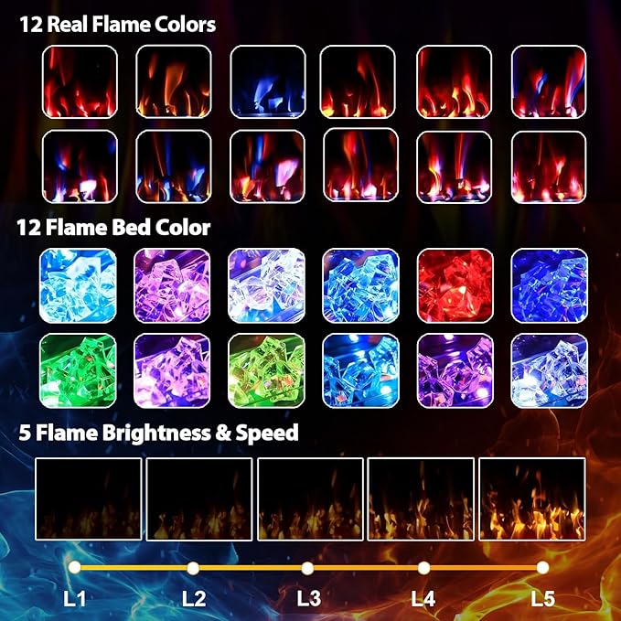 Chimenea Eléctrica VENDROZ 72 Pulgadas, Ultra Delgada, con Control Remoto miniatura 4