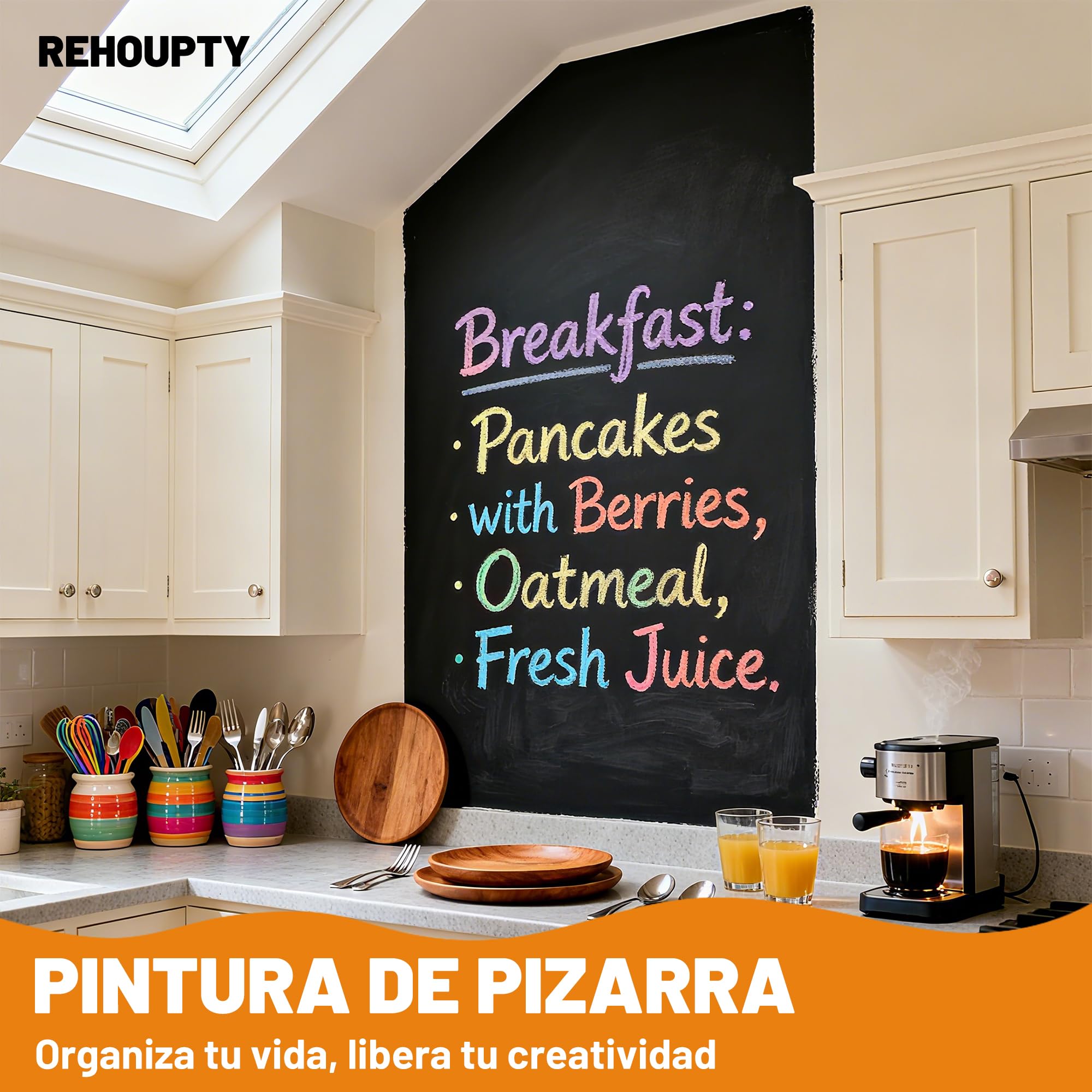 Pintura Pizarra Negra - Pintura Para Pizarrón Negro Mate, 1L Aplicación Fácil Y De Brocha Revestimiento Acrílico, Terminado De Pizarrón Para Madera, Metal, Muebles, Paredes Y Manualidades Cubre 6-8m²