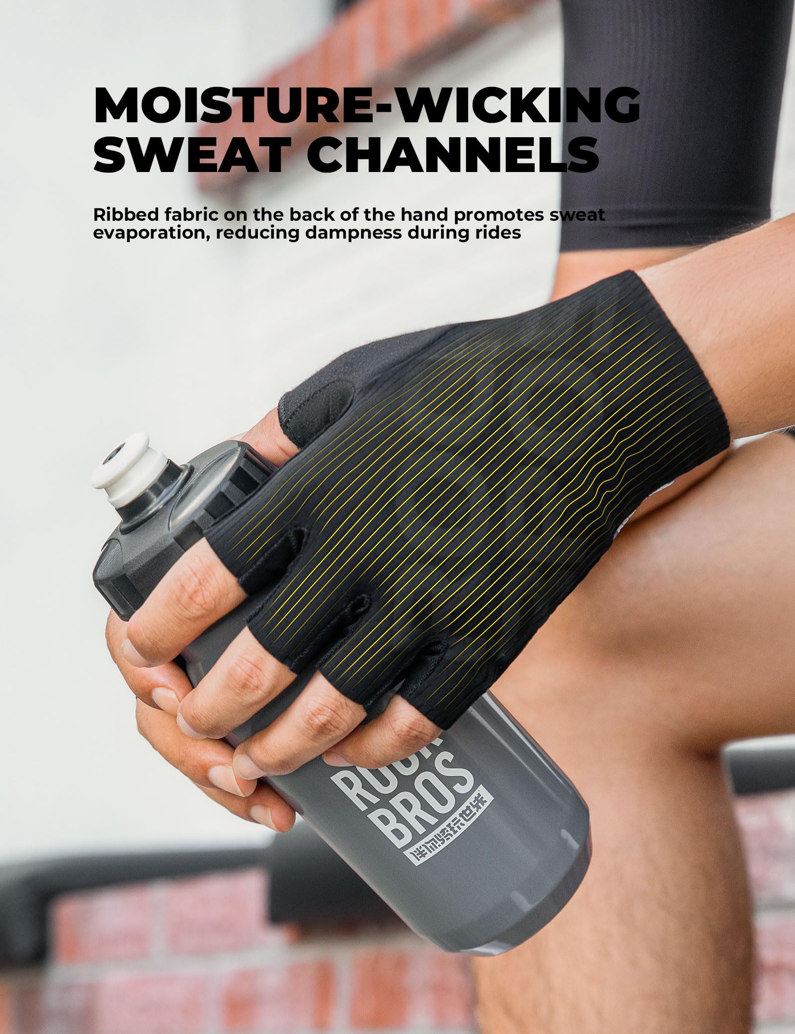 ROCKBROS Halbfinger-Fahrradhandschuhe Sommer für Damen und Herren, Elastisch & Atmungsaktiv, Anti-Rutsch- und Dämpfungspolster, ideal für Radsport, Laufen, Training, Fitness, MTB