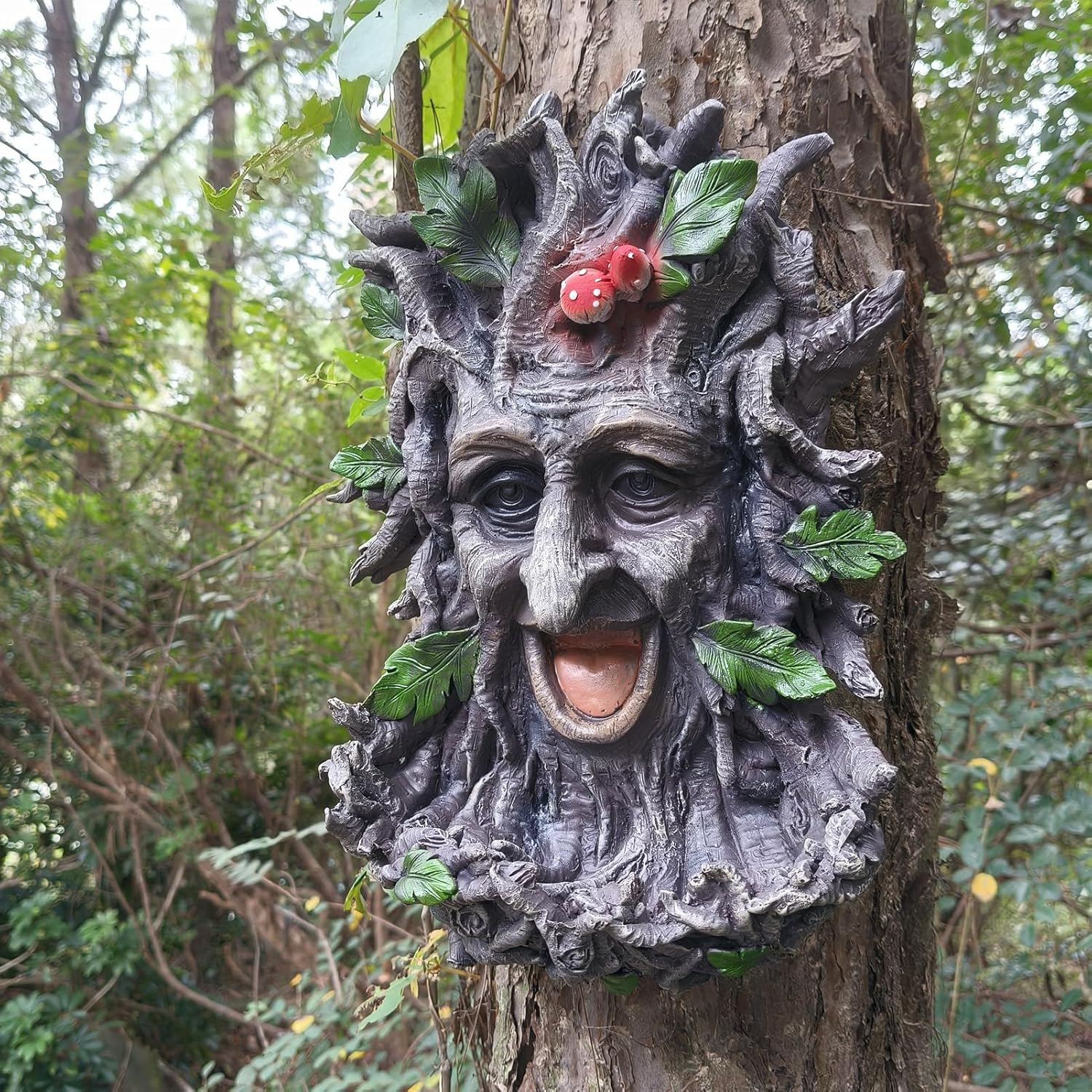 GARDEN WHISPER Tree Faces Bird Feeder Garden Decor Outdoor – Wild Tree Hugger Statues Yard Art Garden Decoration – Unique Old Man Bird Feeders for Outdoor & Fences，Whimsical Fairy Hugger Sculpture