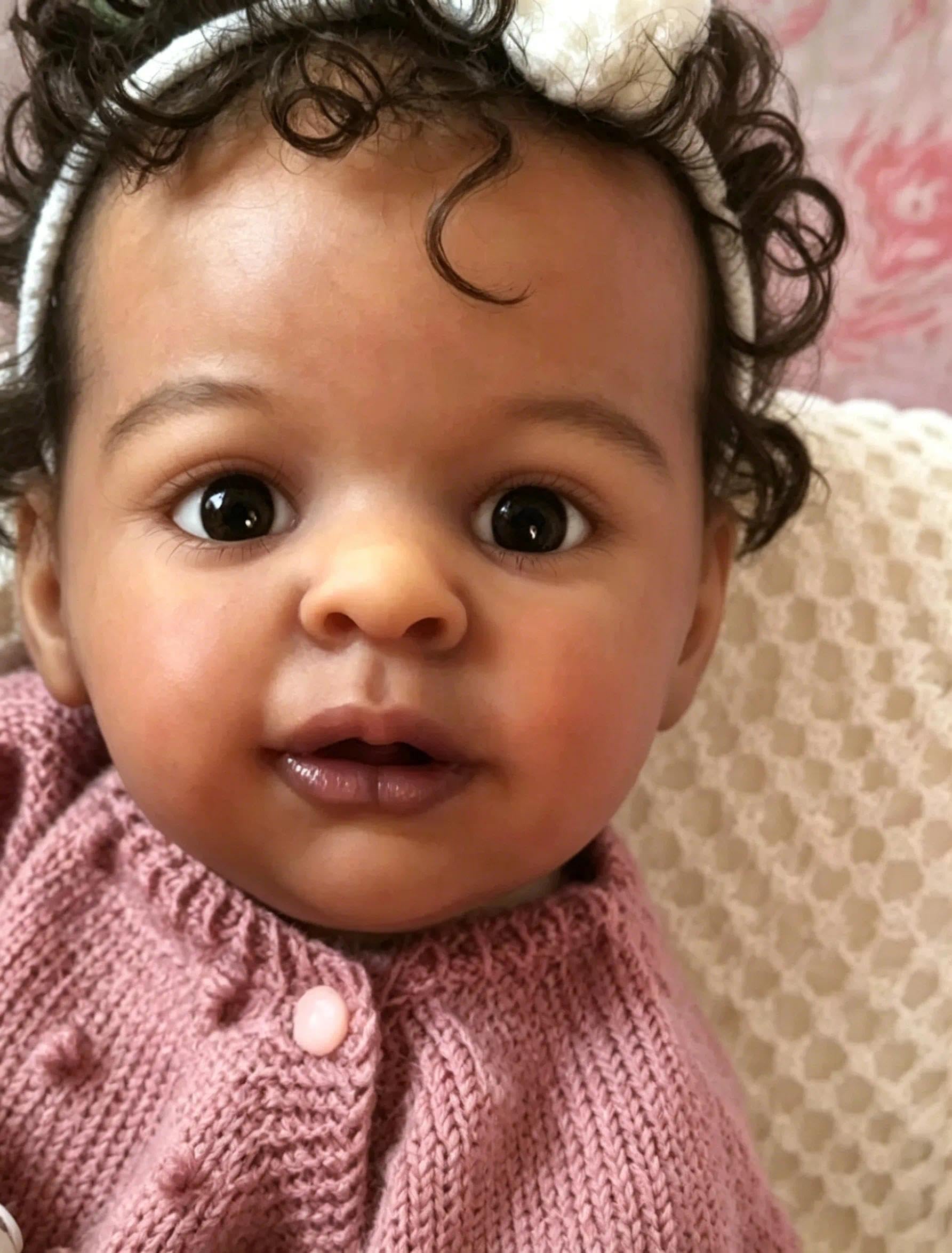 Zero pam Reborn Baby Mädchen, 48cm Reborn Baby Vollvinyl Lebensecht Puppe Mit Haaren, Realistisch Schwarze Babypuppen Wie Echt Puppe Ab 3 Jahre Mit Fütterung Zubehör