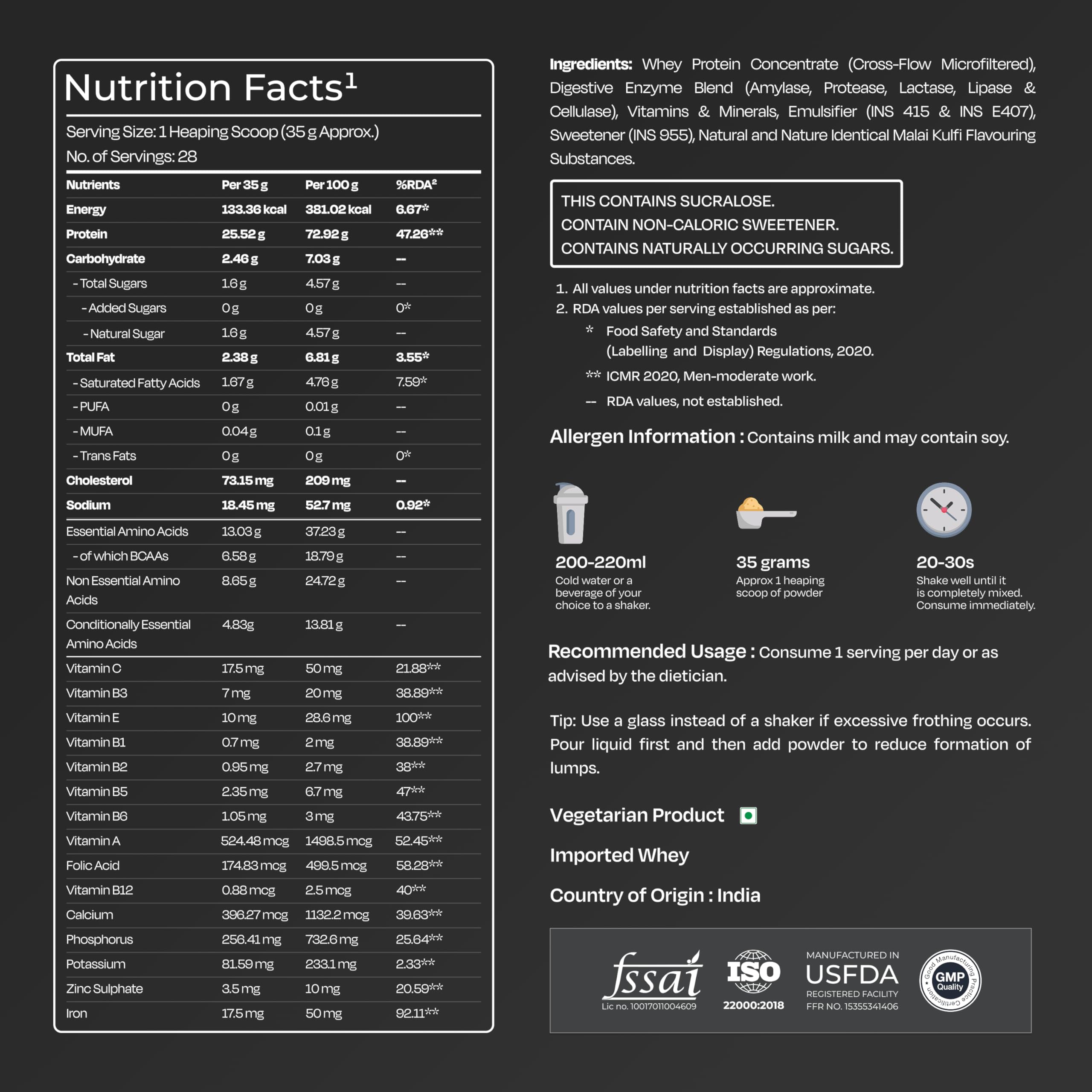 Nutrabay Gold Whey Protein Concentrate with Digestive Enzymes & Vitamin Minerals 25g Protein – Muscle Support & Recovery – 1kg, Malai Kulfi | Trustified Certified Authentic 4