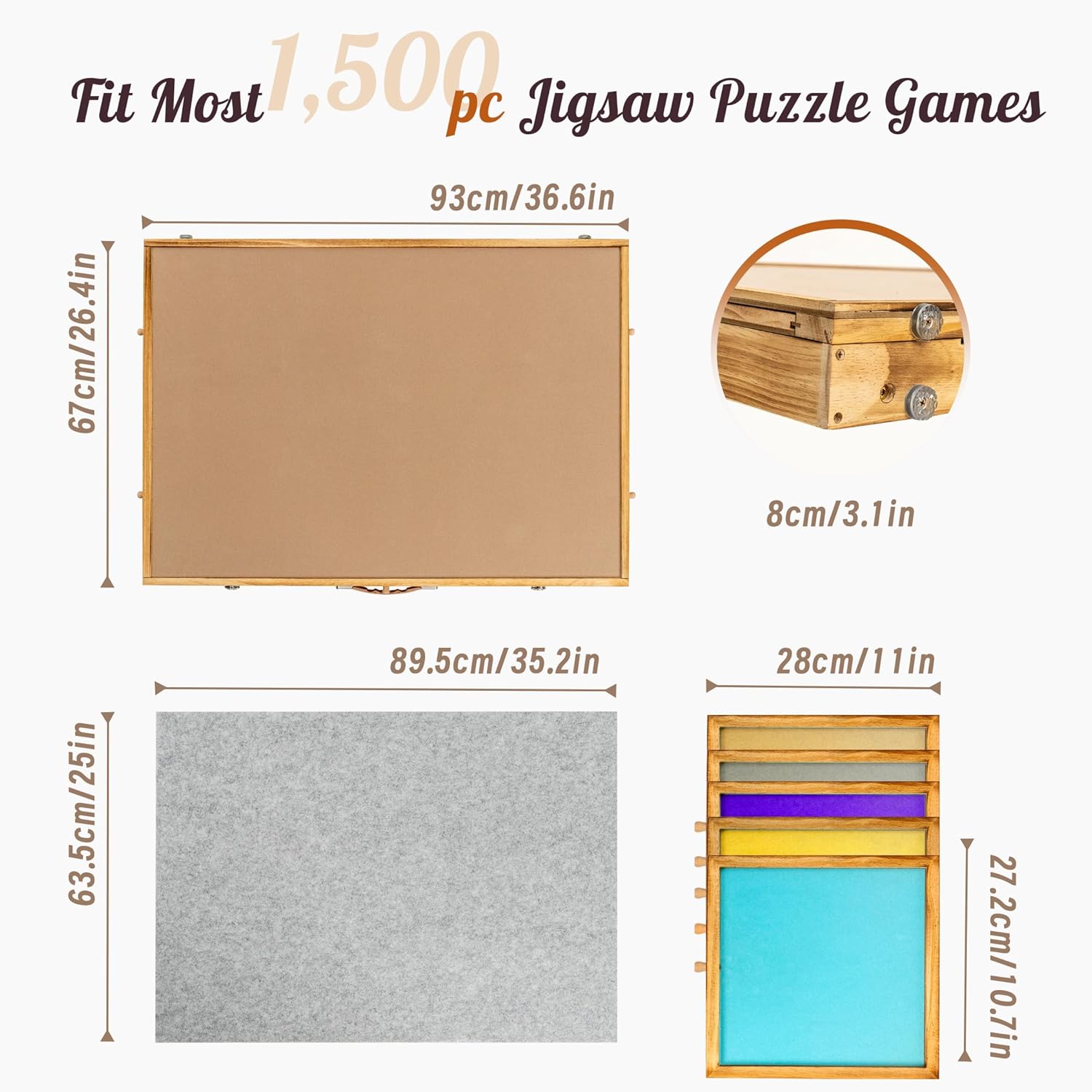 Jigsaw Puzzle Table Storage Portable Folding Tilting Table with 5 Drawer for 1500 pcs Play Table with Non-Slip Surface Mat & Dust-proof Cover for Adults Kids Boy Girl Gift for Puzzle Amateur