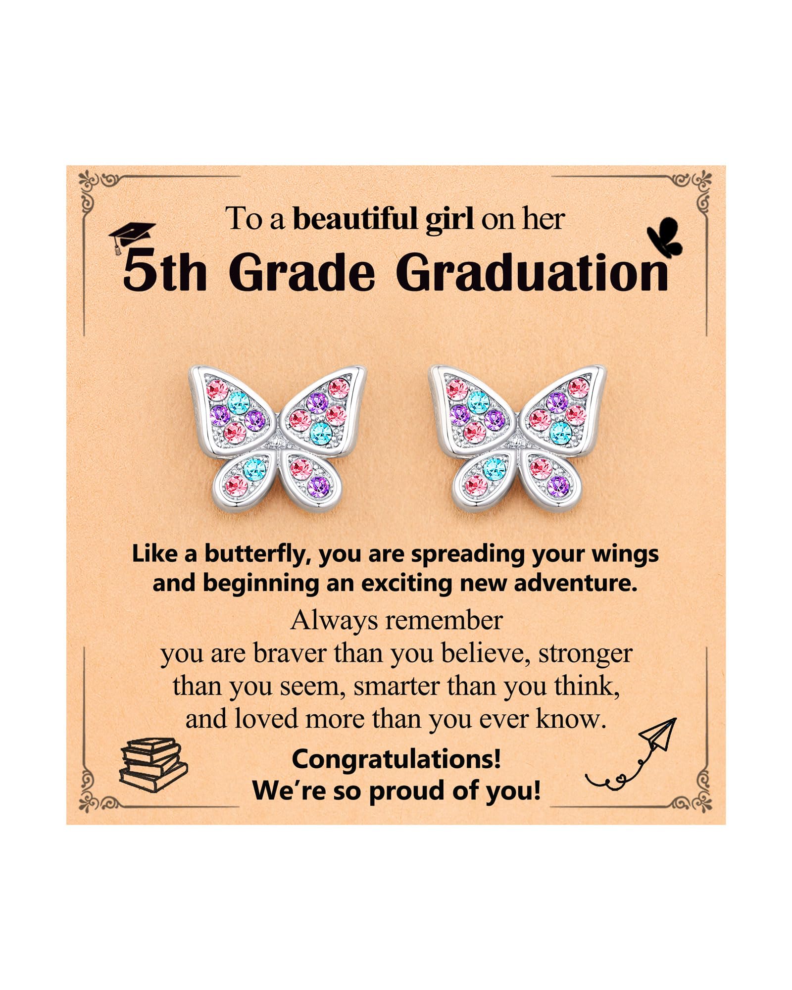 UPROMI Hypoallergenic Butterfly Earrings for Daughter/Granddaughter/Niece, Valentines Christmas Birthday Gifts for Girls