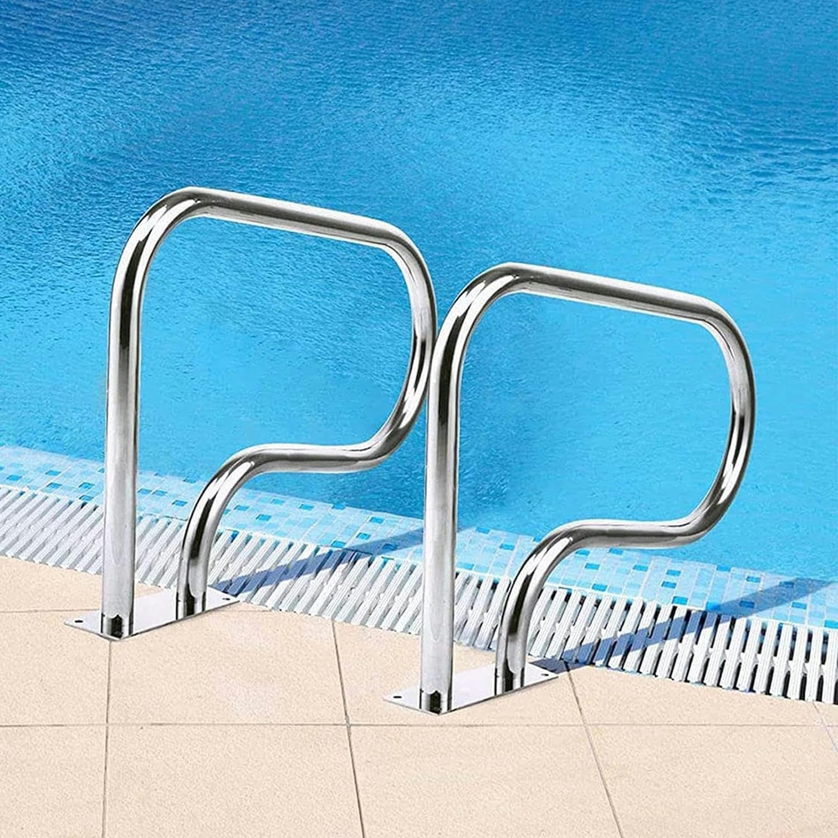 Mains courantes de securite pour piscine en acier inoxydable 304 finition miroir