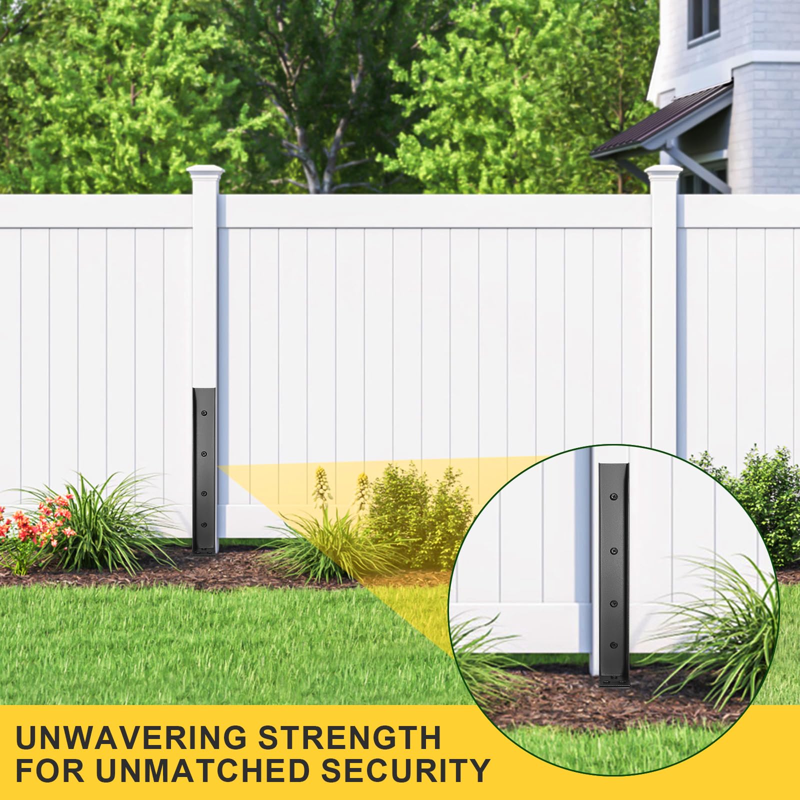 Heavy Duty Fence Post Repair Kit, Steel Fence Post Anchor Ground Spike,Fence Post Support Stake for Repairing Damaged Fence Gate Posts Sign Posts or Mailbox — view 6