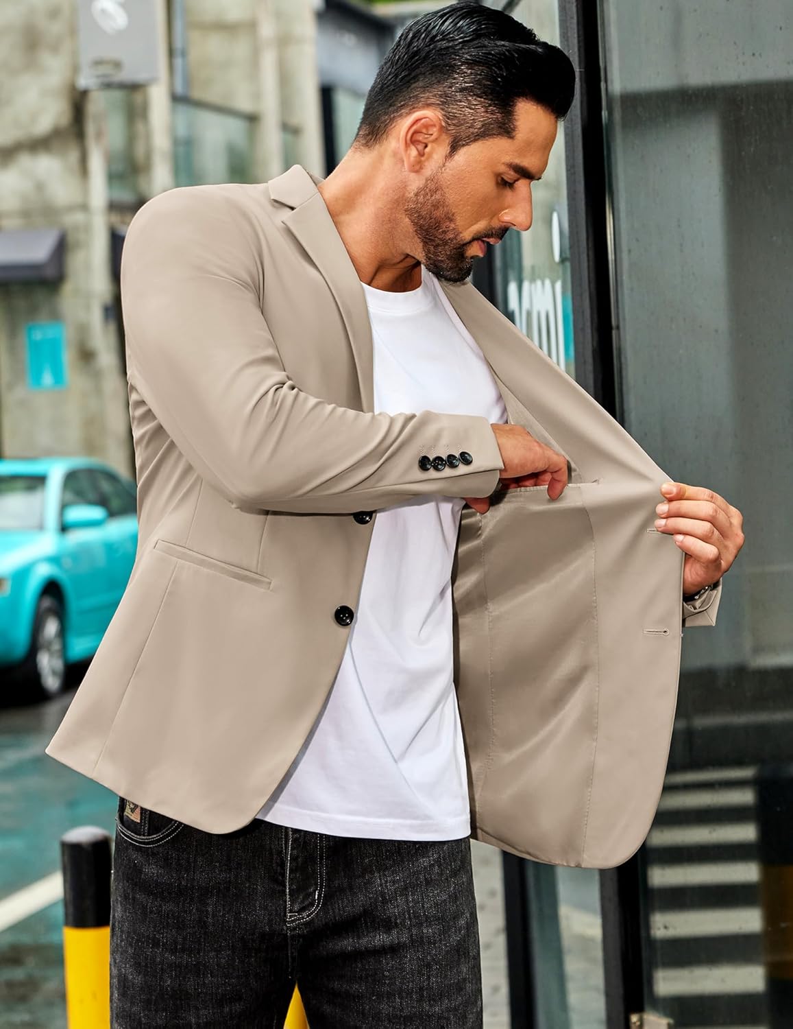 COOFANDY Men's Casual Regular Fit Blazer Jacket Two Button Suit Jackets Lightweight Sport Coat - Image 3