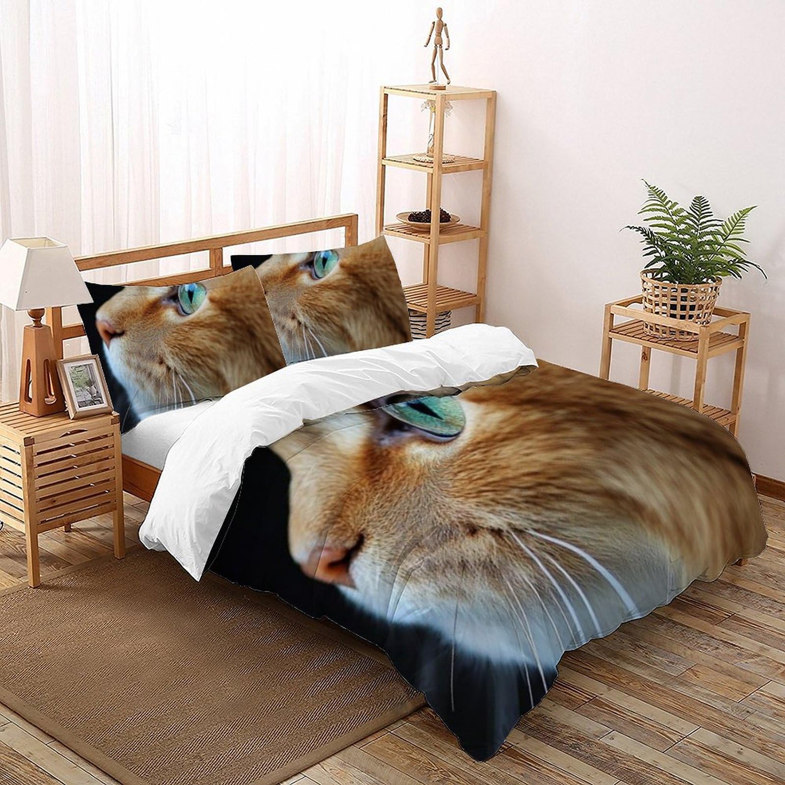 Housse de couette super king animaux imprimé 3d avec 2 taies d'oreiller microfibre