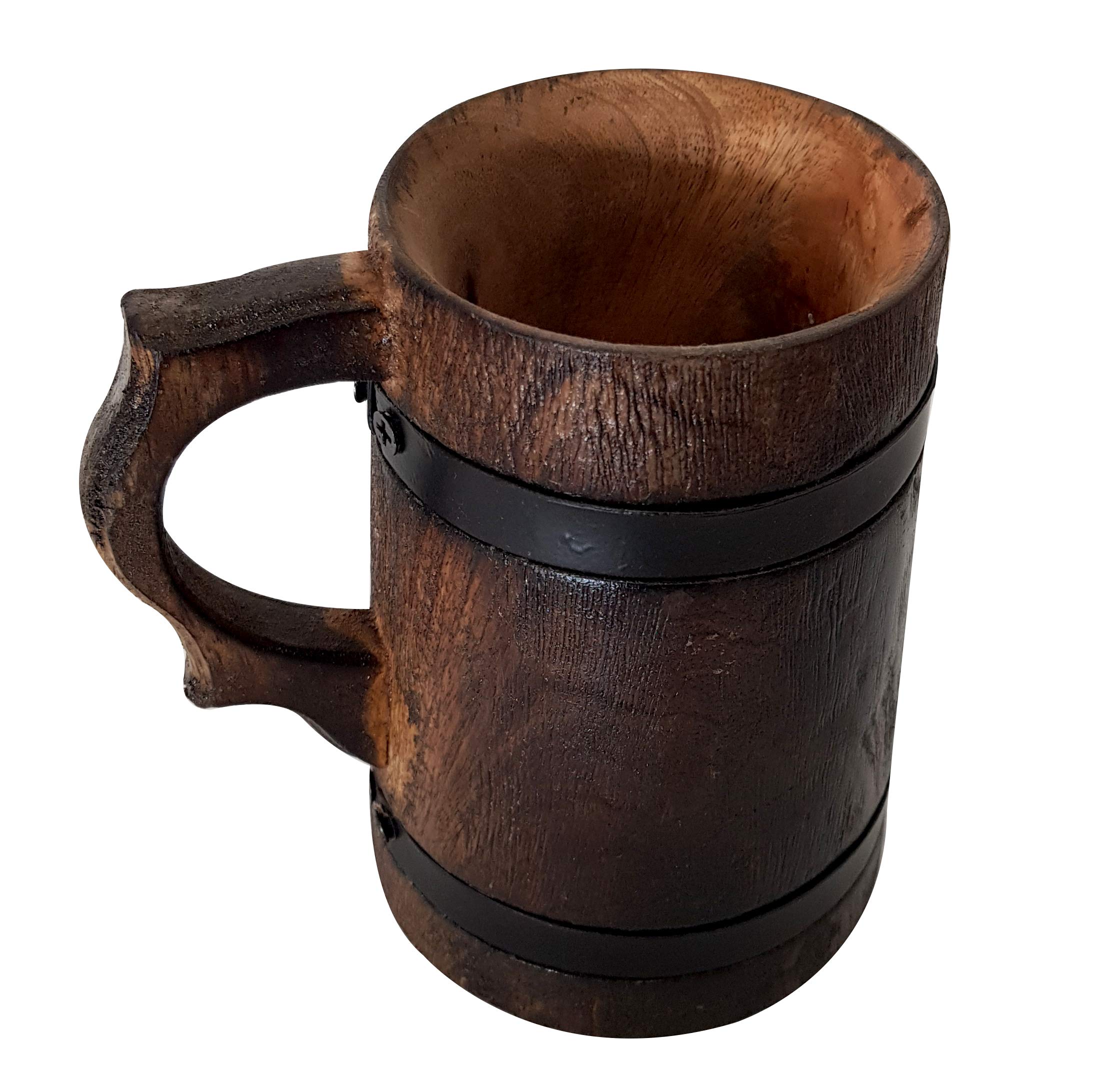Rustikaler Bierkrug aus Holz, Vintage-Stil, handgefertigt, Wikinger-Holzkrug, Kaffeebecher, Party, Feier, Toast