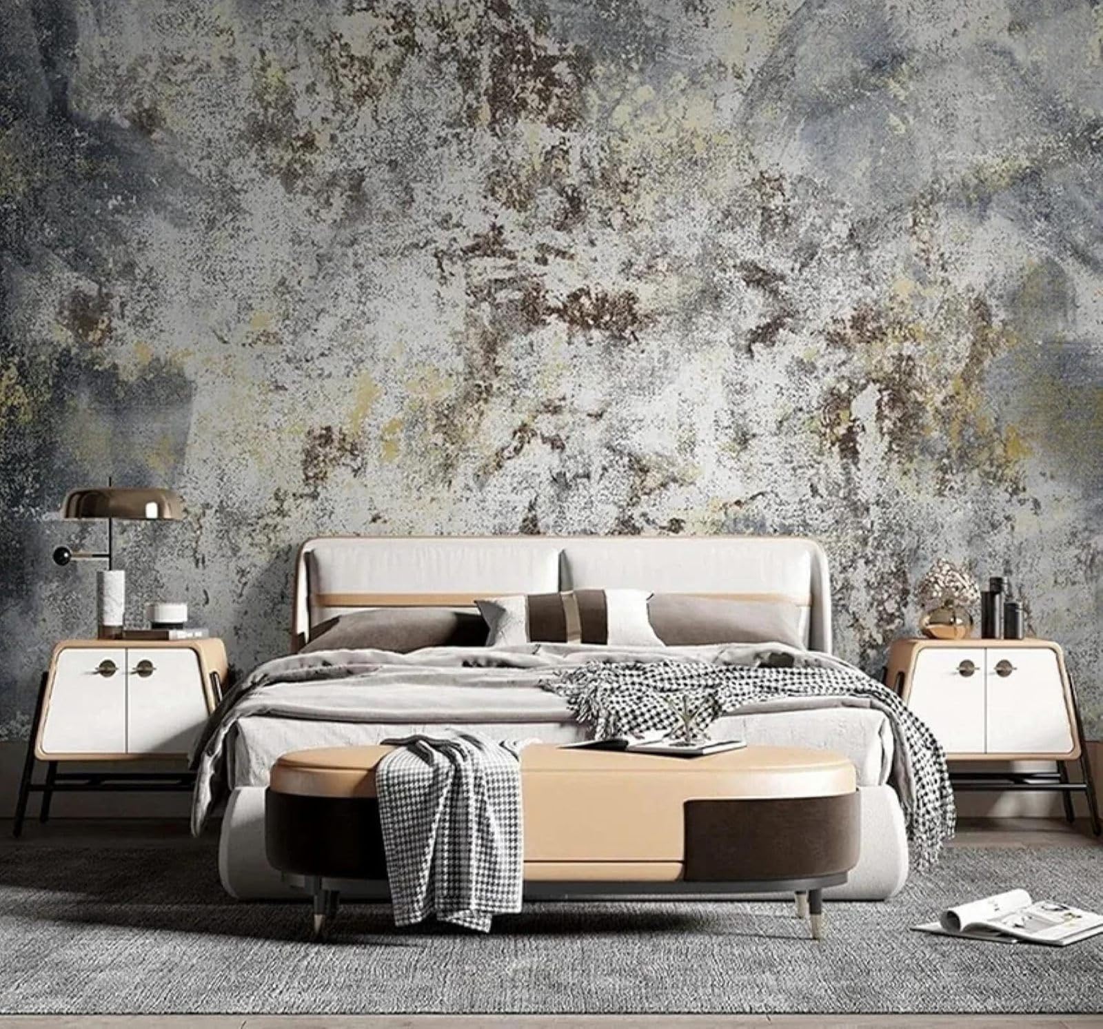 XLMING Abstract Retro Concrete Wall Art Unique 3D Wallpaper Luxury Silk Study Dining Feature Sofa Grey Bedroom Living Room Tv Decorative Wall-250cm×170cm