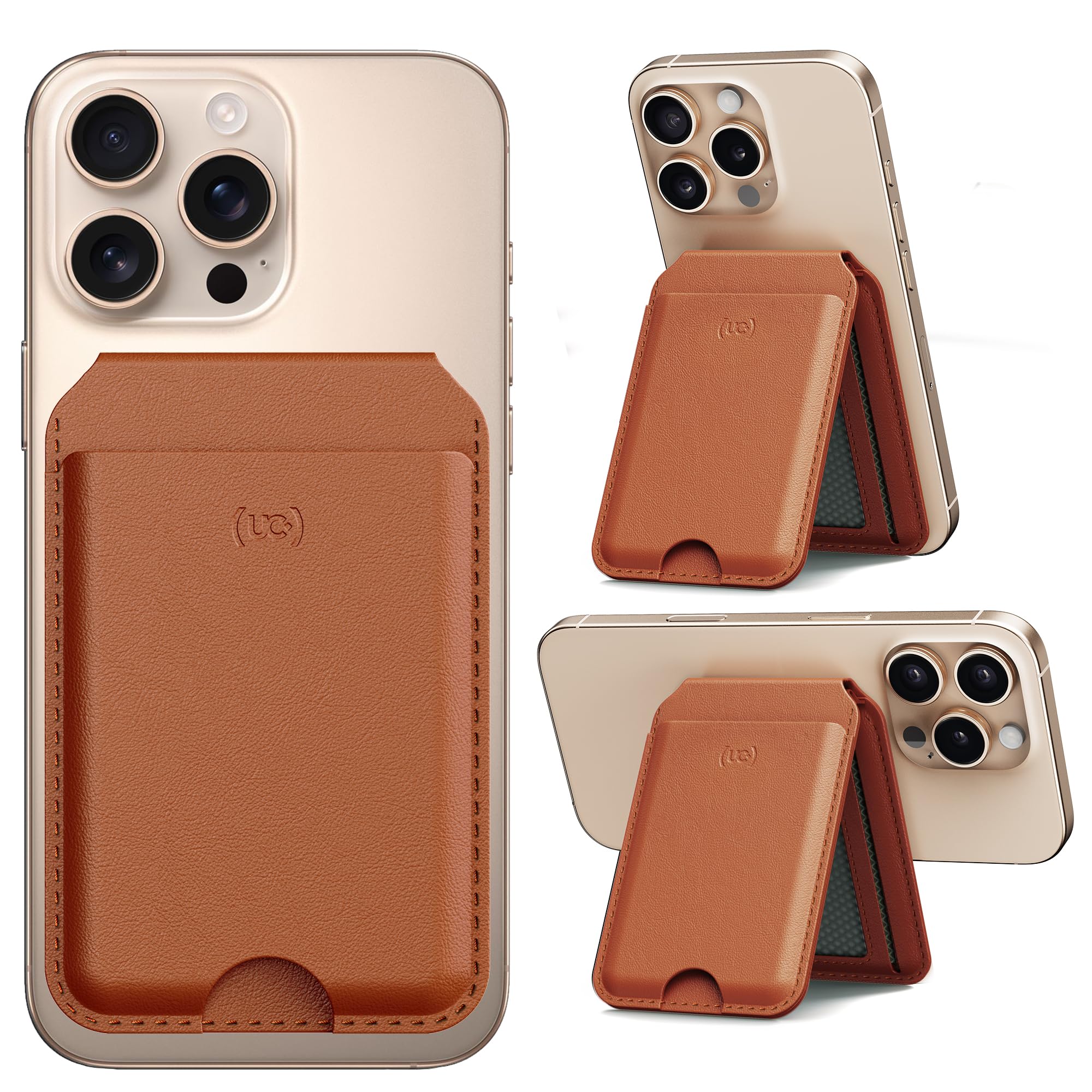 Upcommon Enclave Wallet Stand for iPhone 17/16/15/14/13/12 Series, Compatible with MagSafe, Magnetic 5 Card Holder, Adjustable Stand, RFID Blocking,